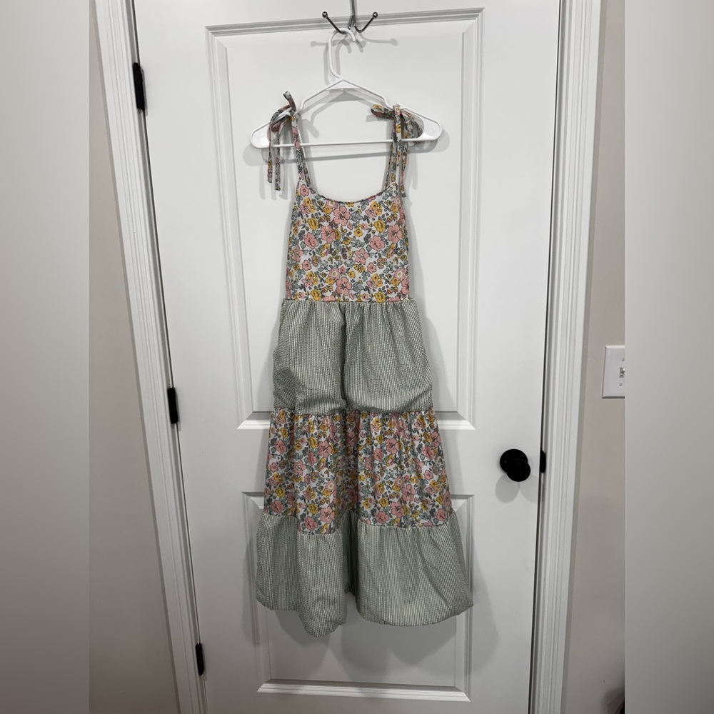 Sage pastel floral harmony gingham dress - Picture 2 of 11